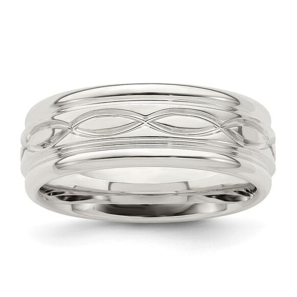 Kazi Luxury Silver 7mm Flat Intertwined Design Beveled Edge Fancy B& Size 7.5